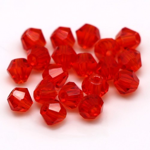 Бусины биконус 4мм, светло красный прозрачный